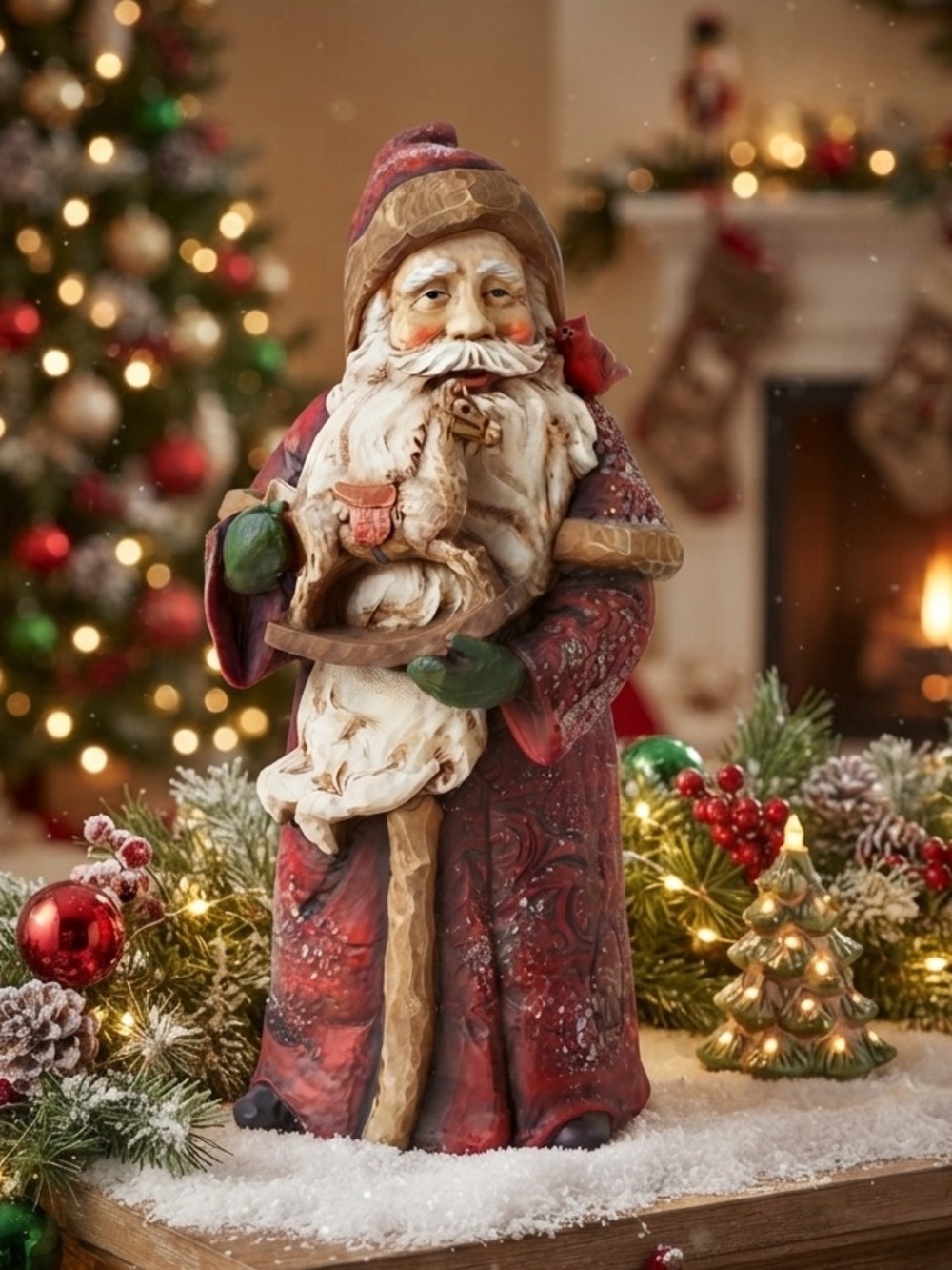 Vintage or "Old World" style Classic Red Santa Figurine Holiday Decor